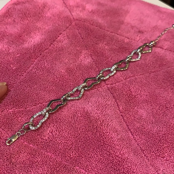 Sterling Silver CZ Heart Bracelet like new - Picture 2 of 5